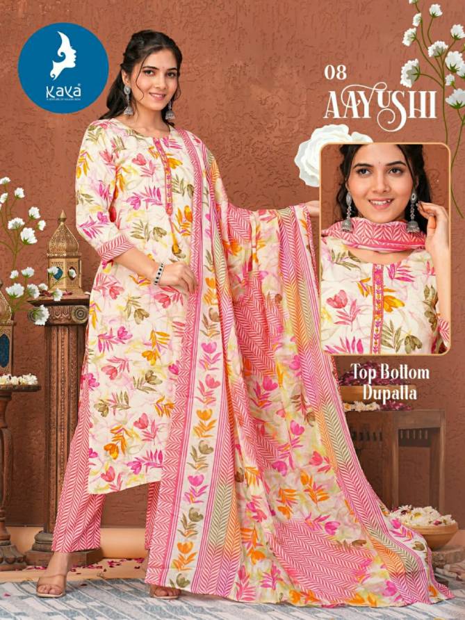 Aayushi By Kaya Rayon Foil Printed Kurti With Bottom Dupatta Wholesale Clothing Suppliers In India
